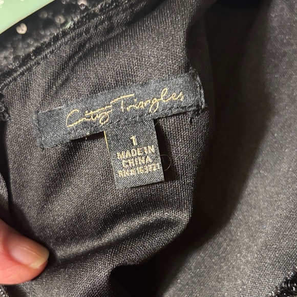 City Triangles Black Sequin Bodycon Mini Dress Thin Straps - Picture 9 of 14